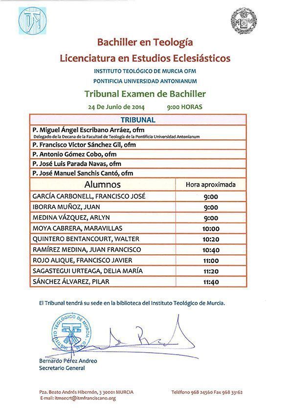 Tribunal Examen Bachiller 2014