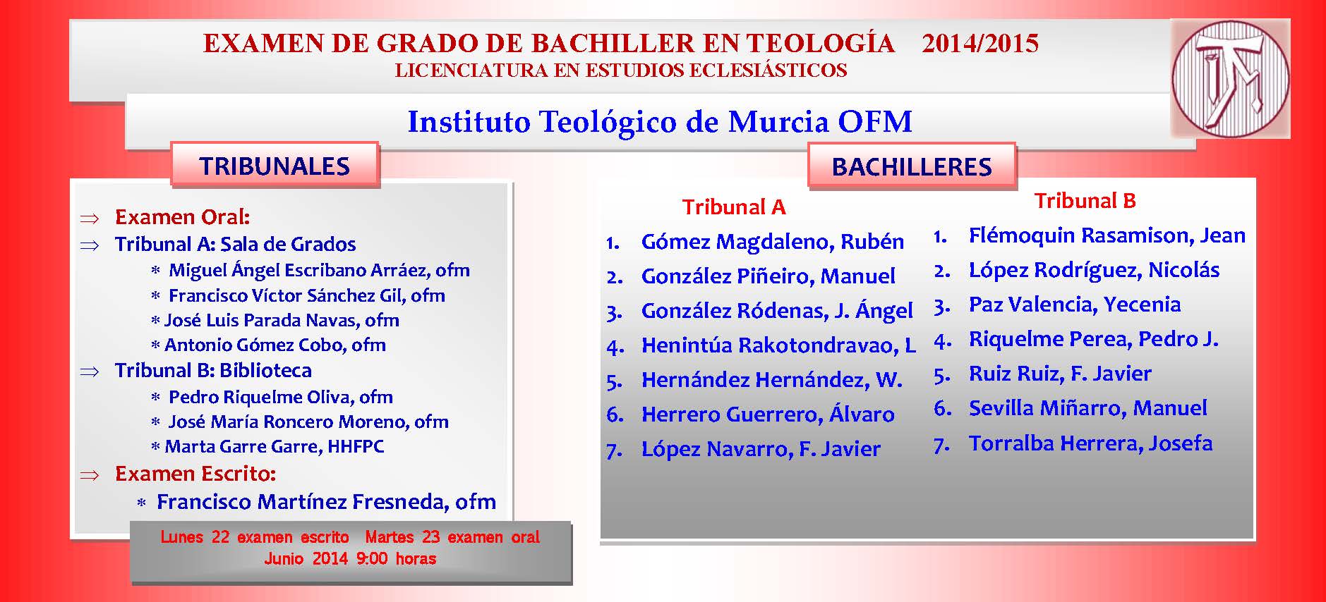 Acto Examen Bachiller junio 2015