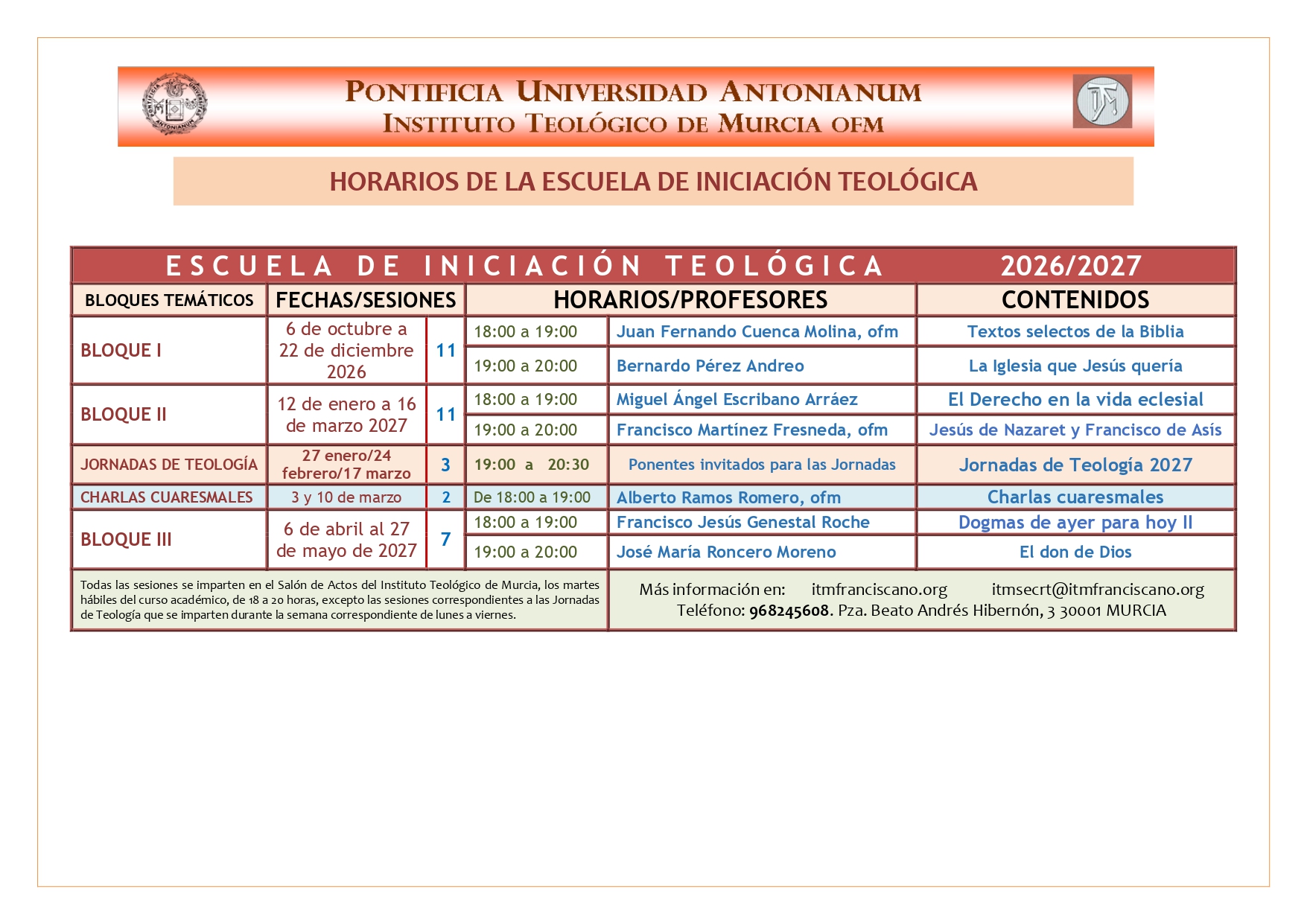 Escuela De Iniciación Teológica 2026 2027 Page 0001