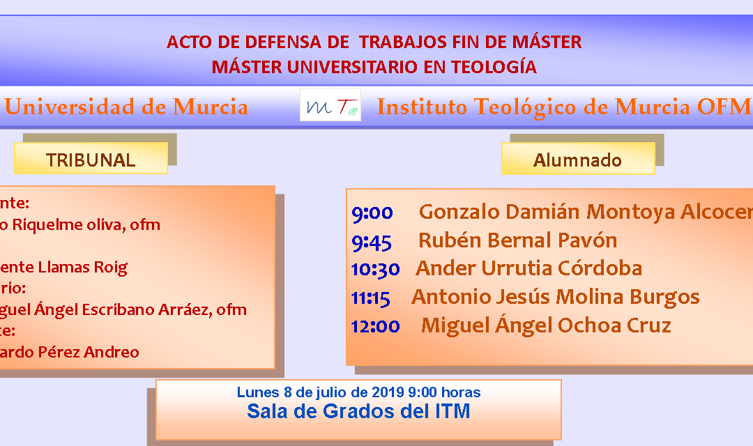Defensa TFM del Máster en Teología