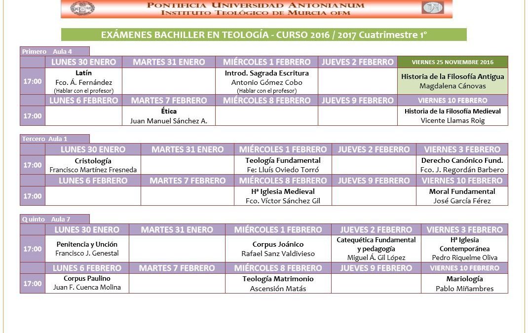 Fechas de exámenes